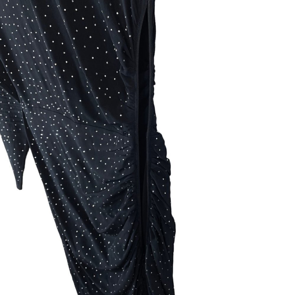 Veronica Beard Amara Ruched Silk Long-Sleeve Embellished Dress Black Size 2 - Picture 8 of 14